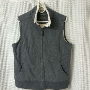 LL Bean Fleece Lined Vest Grey Cream Large